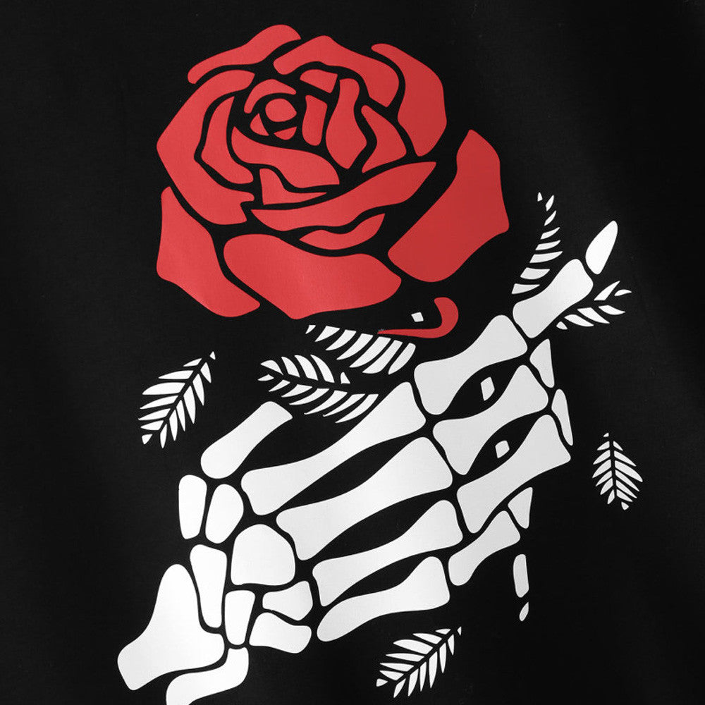 Skeleton Hand and Rose Dark Sweatshirt