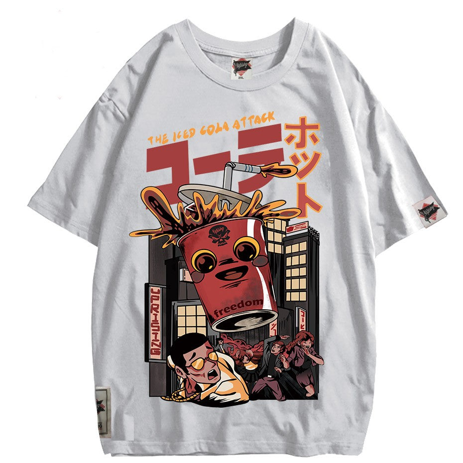 Japanese Harajuku Cartoon Cola Demonization Monster T-Shirt