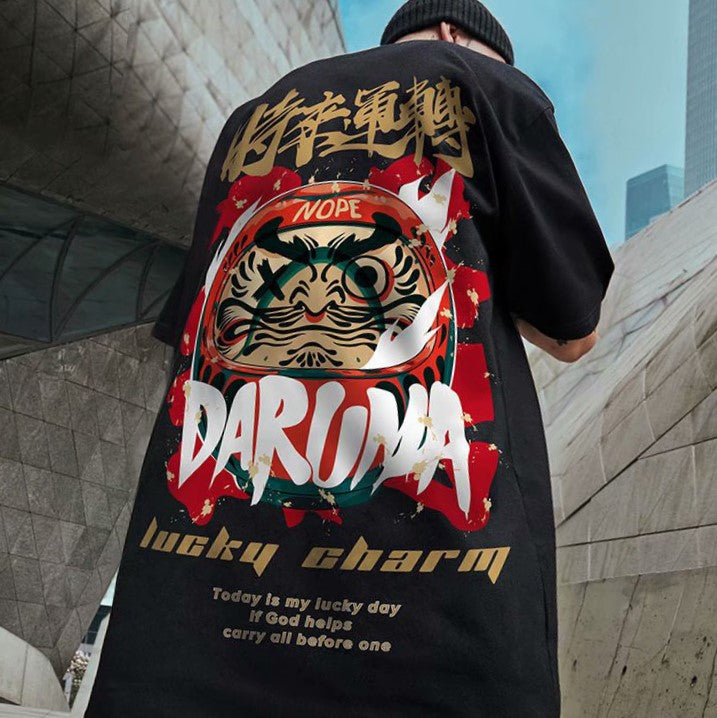 Chinese Style Lucky Daruma Oversized T-Shirts