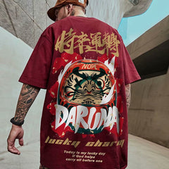 Chinese Style Lucky Daruma Oversized T-Shirts