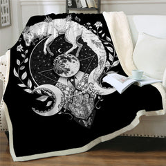 White Wolf Galaxy Moon Blanket