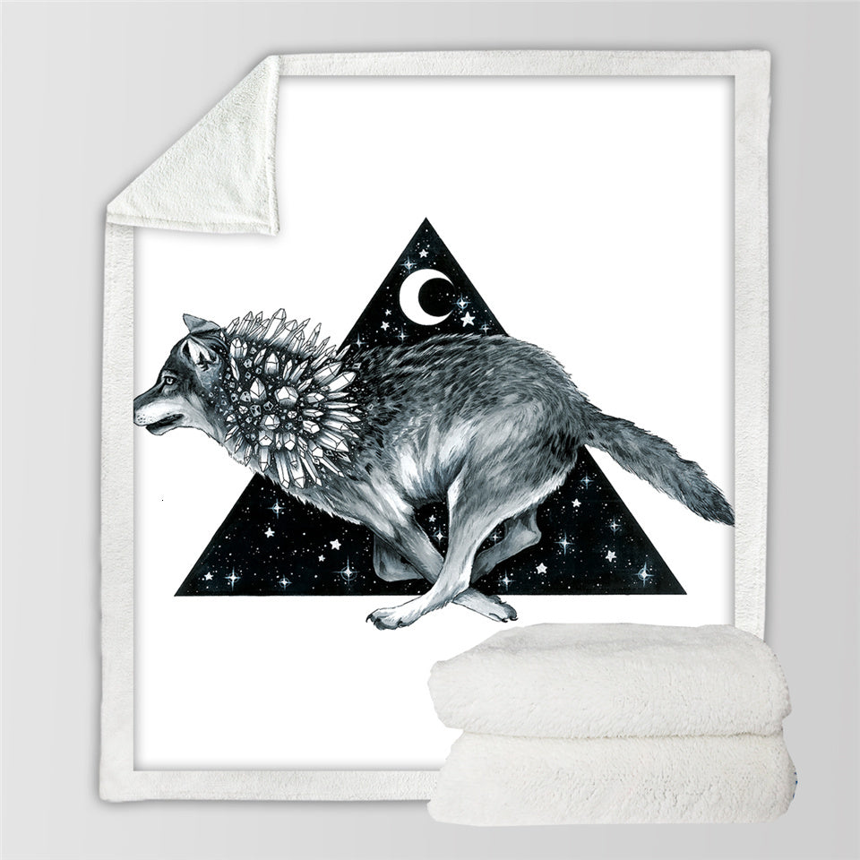 Wolf Running Moon Blanket