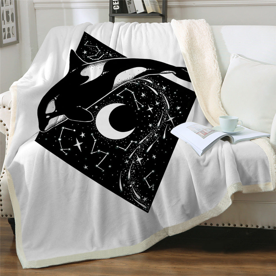 Orca Whale Crescent Moon Blanket