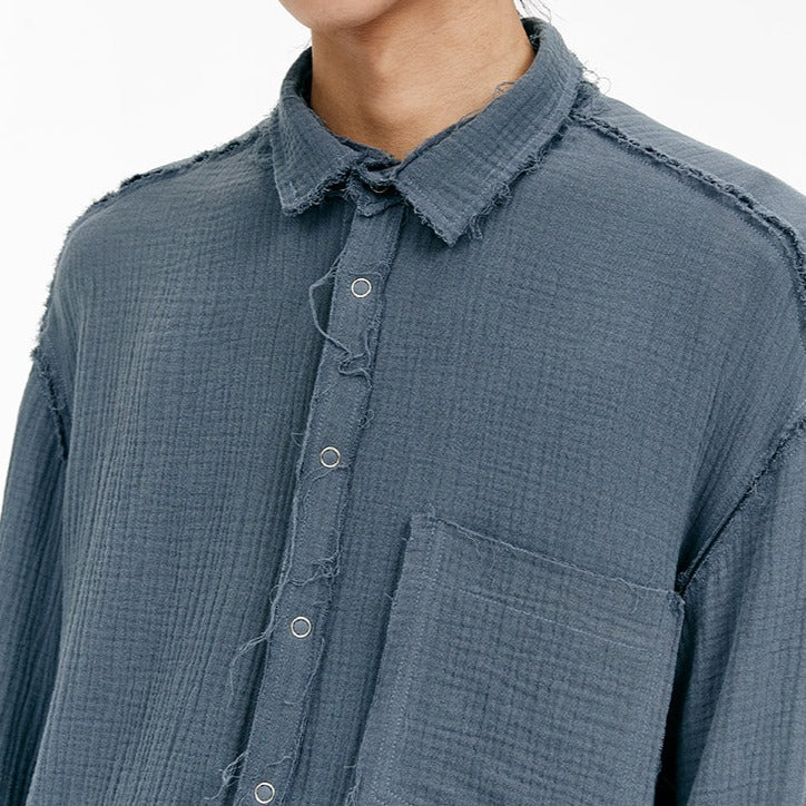 Solid Color Long-Sleeved Shirt