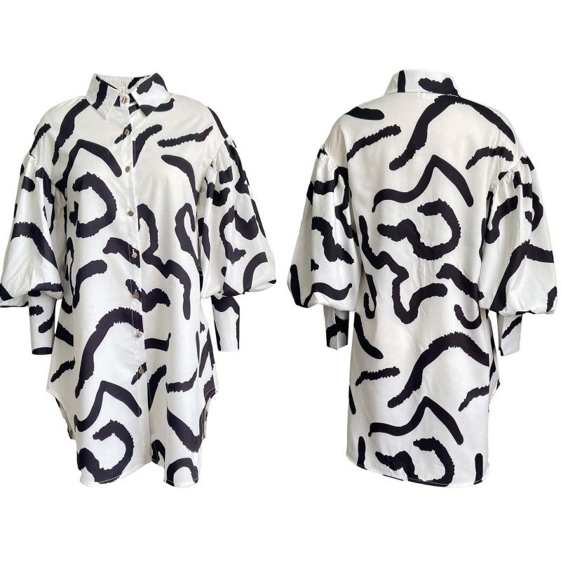 Long Sleeve Printed Dress