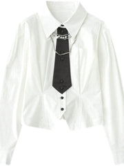 Chain Decoration White Shirt