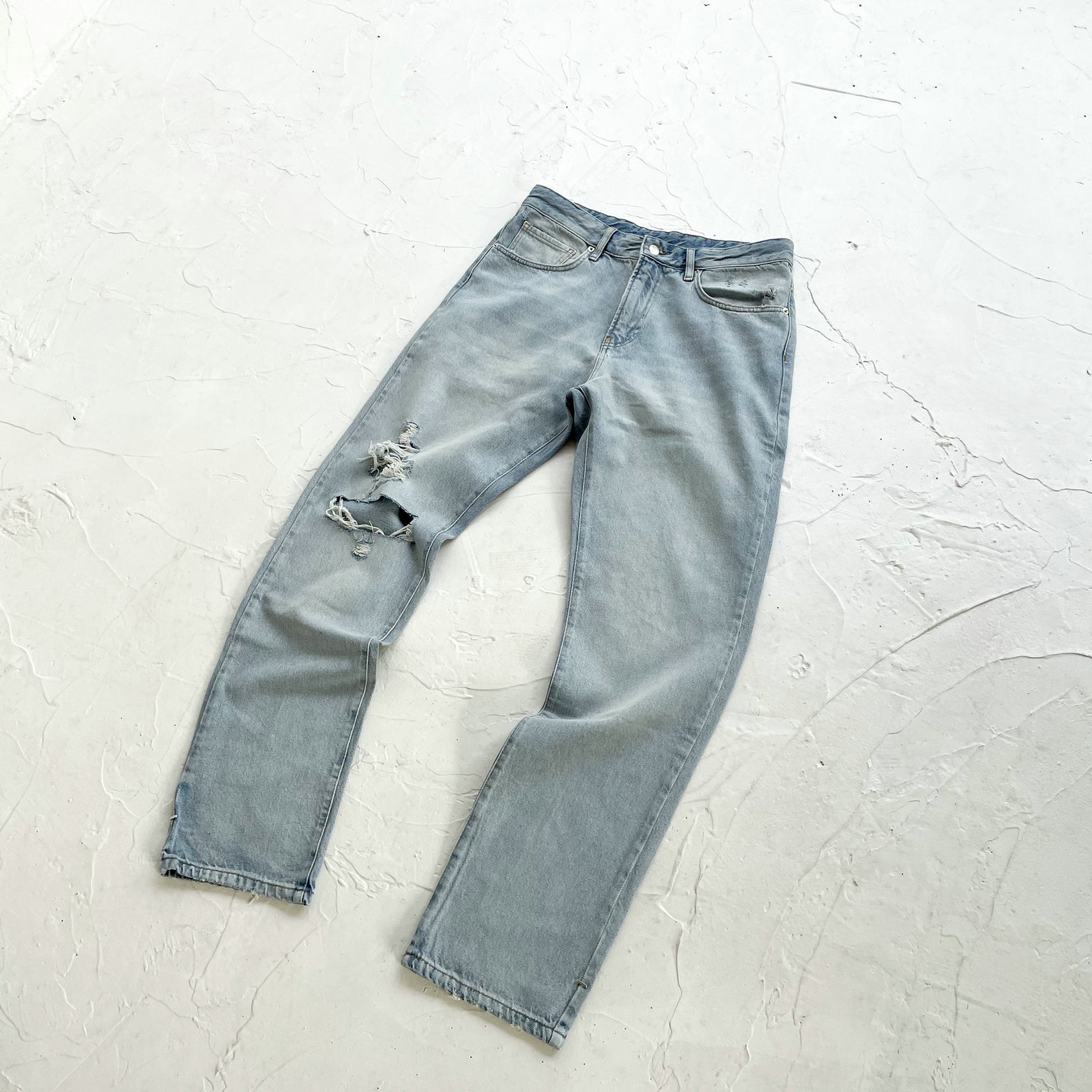 Solid Color Distressed Basic Pants