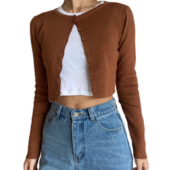 Knitted Stretch Cardigan Crop Top