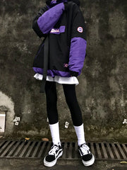 Neck Protection Black Purple Hip-Hop Jacket