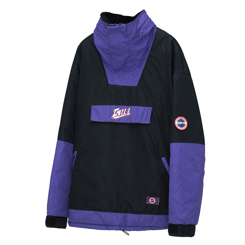 Neck Protection Black Purple Hip-Hop Jacket