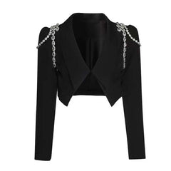 Rhinestone Long-Sleeve Blazer