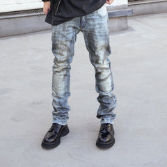 Hand-Painted Splash-Ink Worn Pants