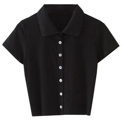 Button Up Cropped T-Shirt