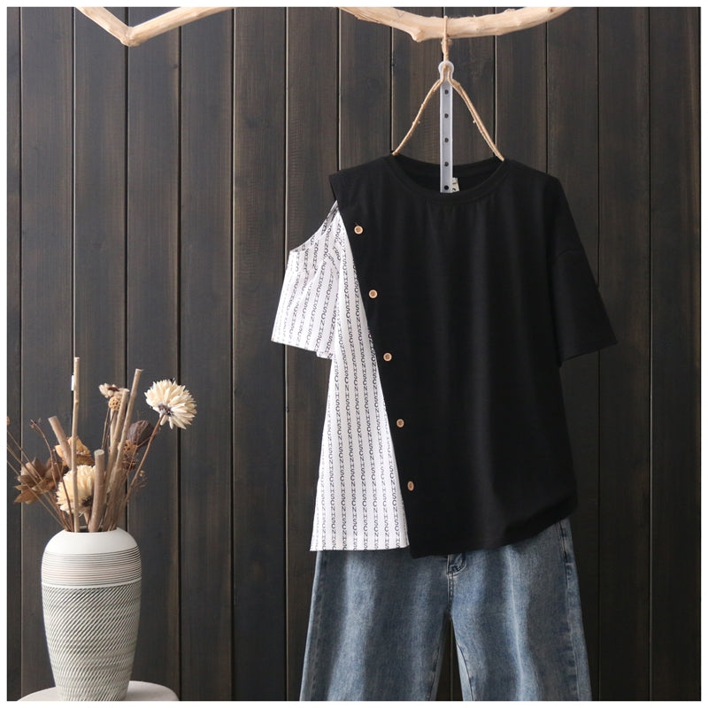 Black And White Loose Short Sleeve T-shirt
