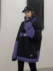 Neck Protection Black Purple Hip-Hop Jacket