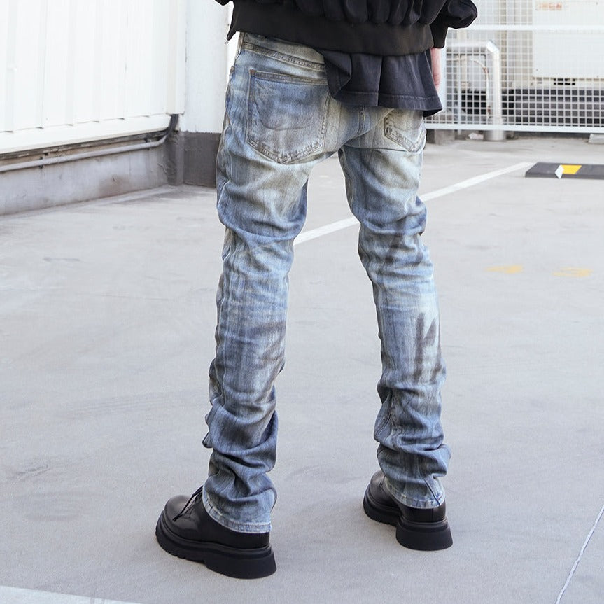 Hand-Painted Splash-Ink Worn Pants