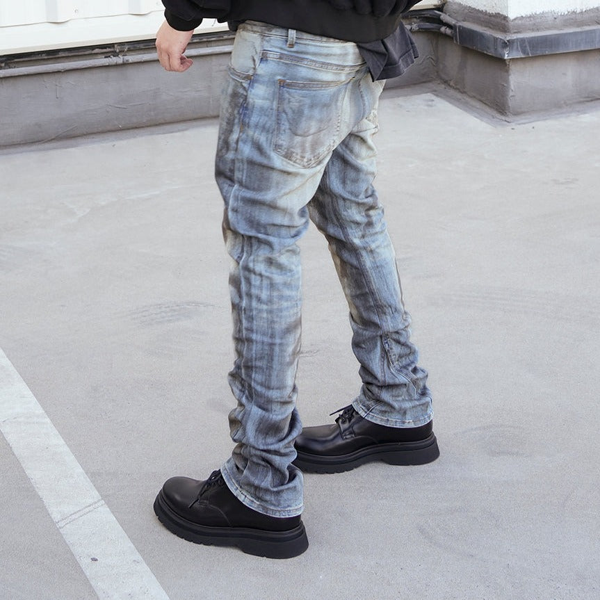 Hand-Painted Splash-Ink Worn Pants