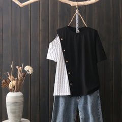 Black And White Loose Short Sleeve T-shirt