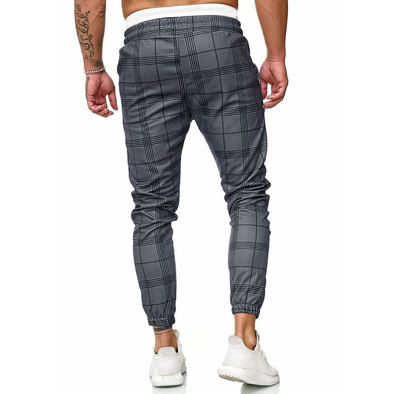 Plaid Mid-Waist Lace-up pants