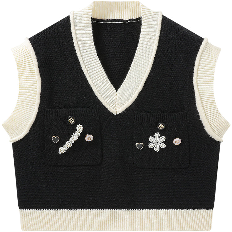 Decorative Buttons Knitted Vest