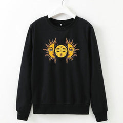 Solid Color Sun Face Regular Sweatshirt