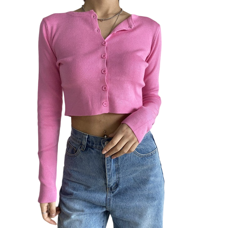 Knitted Stretch Cardigan Crop Top