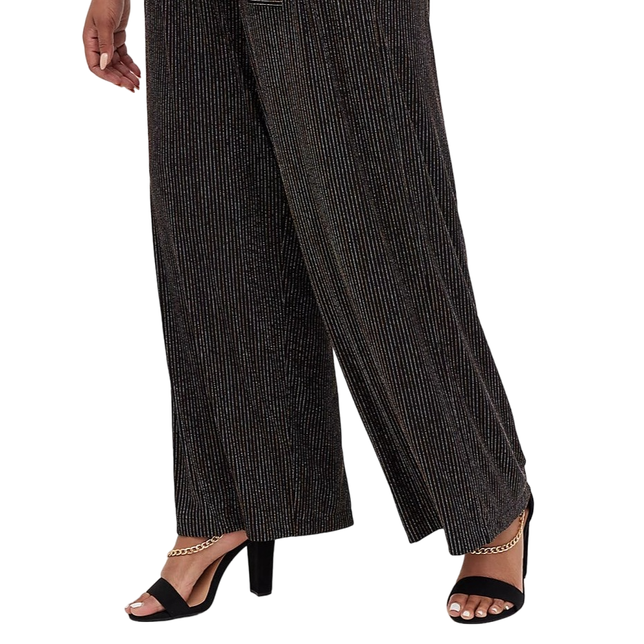 Striped Plus Size Wide Leg Pants