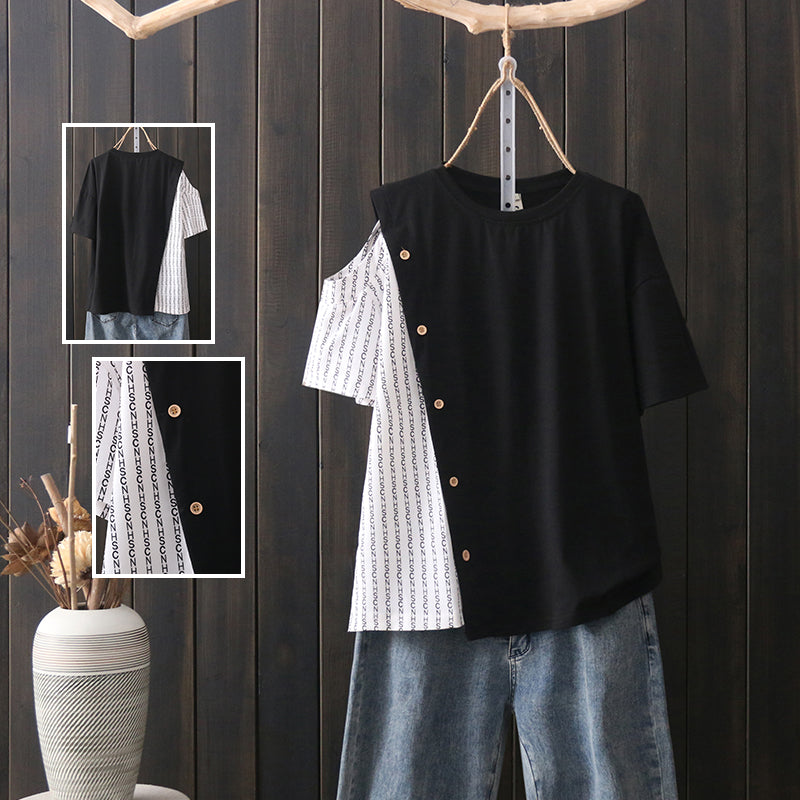 Black And White Loose Short Sleeve T-shirt