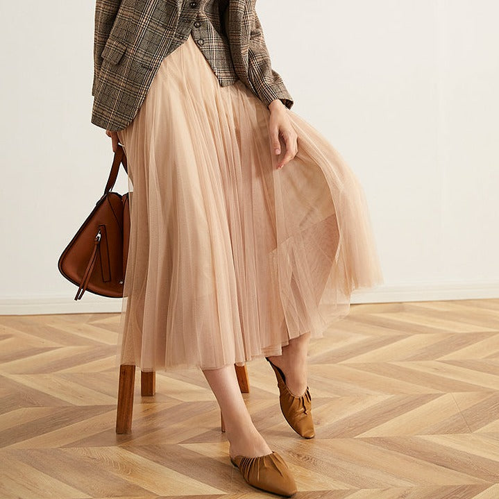 Solid Color Chiffon Skirt