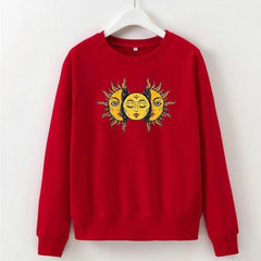 Solid Color Sun Face Regular Sweatshirt