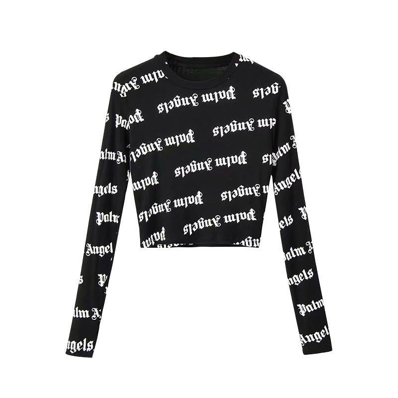 Long-Sleeved Printed Letters T-shirt