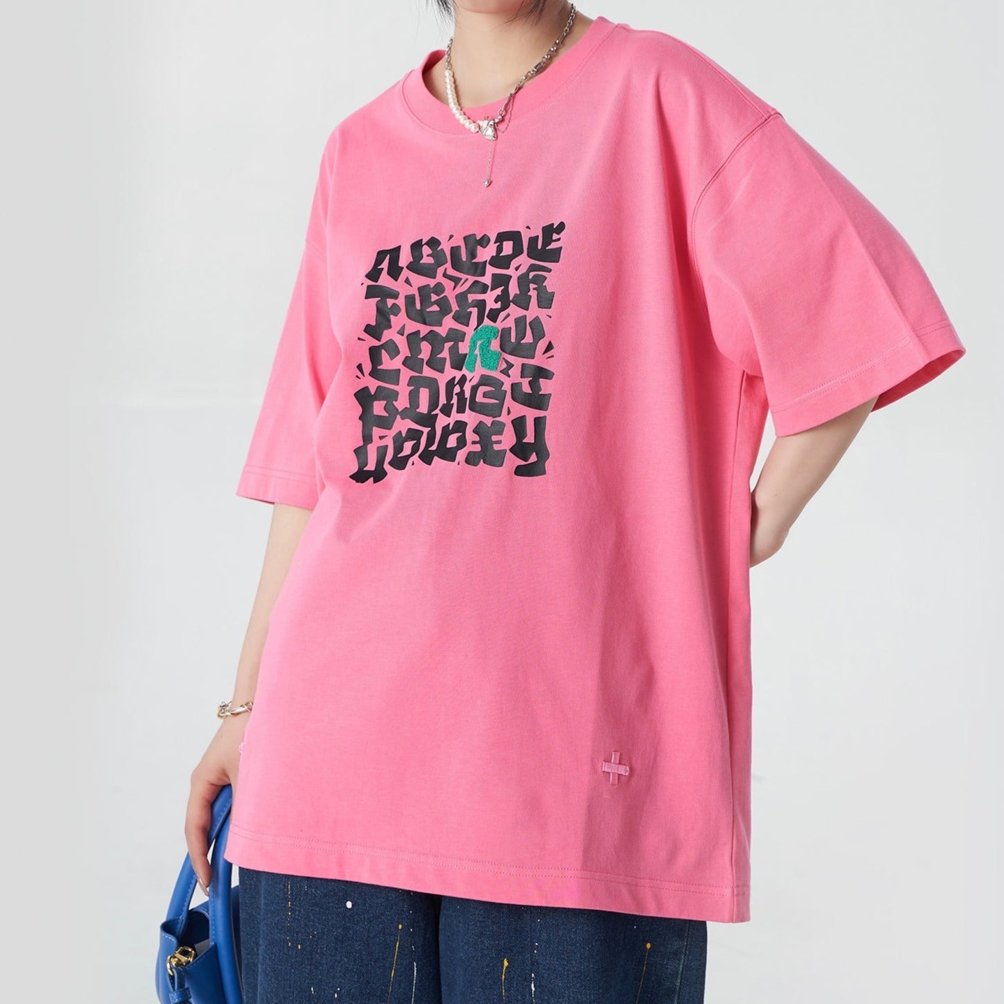 Letter Embroidery  Short-sleeved T-shirt