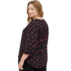 Lips Three-Quarter Sleeve Loose Shirt