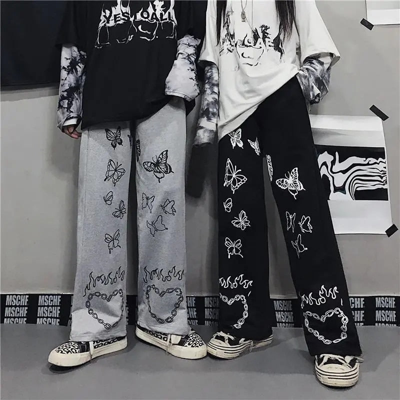 Butterfly Print Harajuku Streetwear Y2k Pants