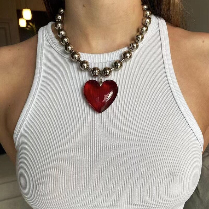 Colorful Love Heart Pendant Necklaces