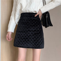 Sequin Velvet High Waist Mini Skirt