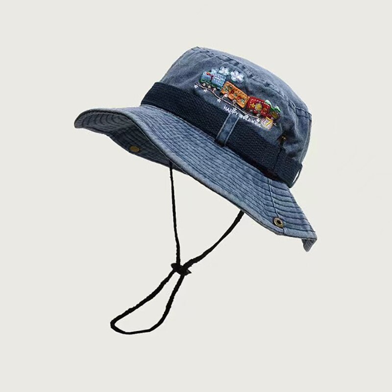 Embroidered Train Bucket Hats