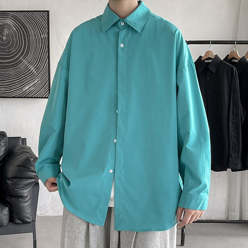 Solid Color Oversize Long Sleeve Shirt