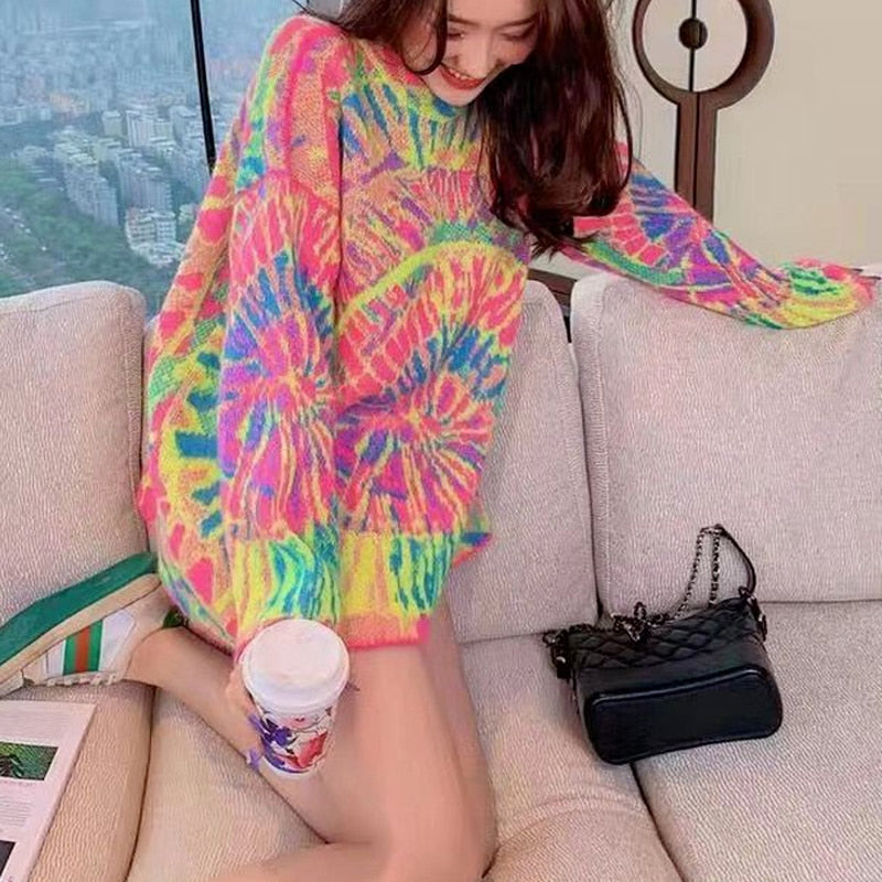 Tie Dye Oversized Knitted Sweater