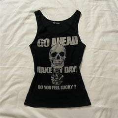 Go Ahead Make My Day Skull Gothic Tank Top