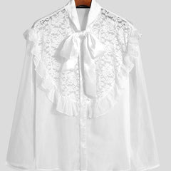 White Bow Long-Sleeved Blouse