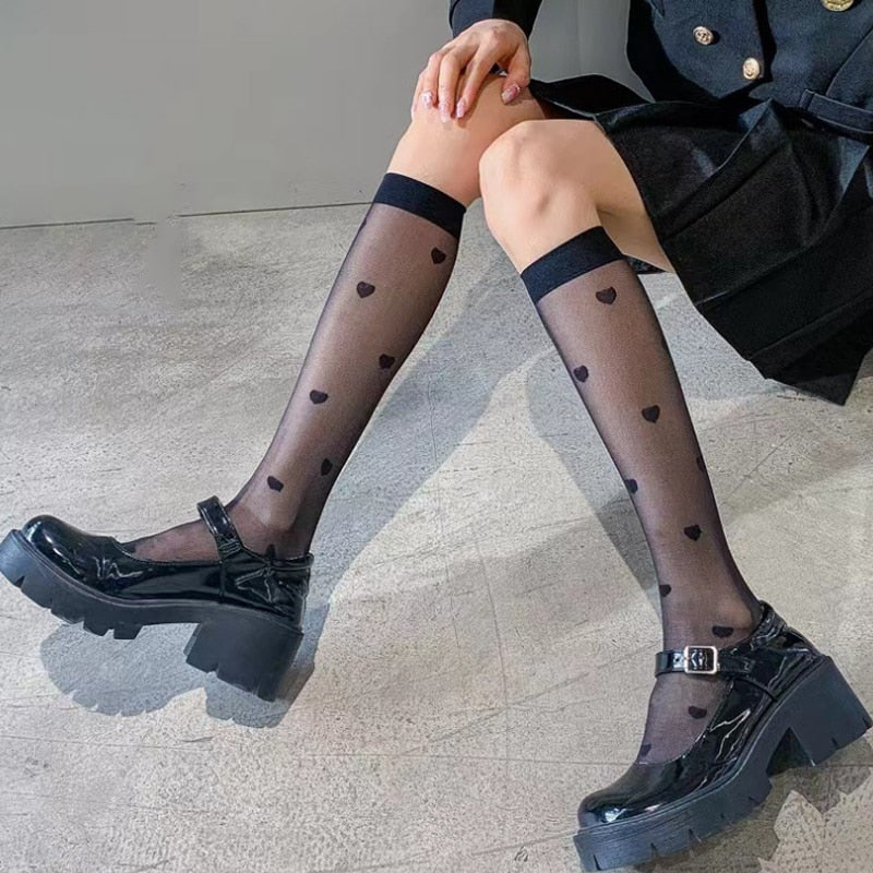 Heart See-Through Knee Sock