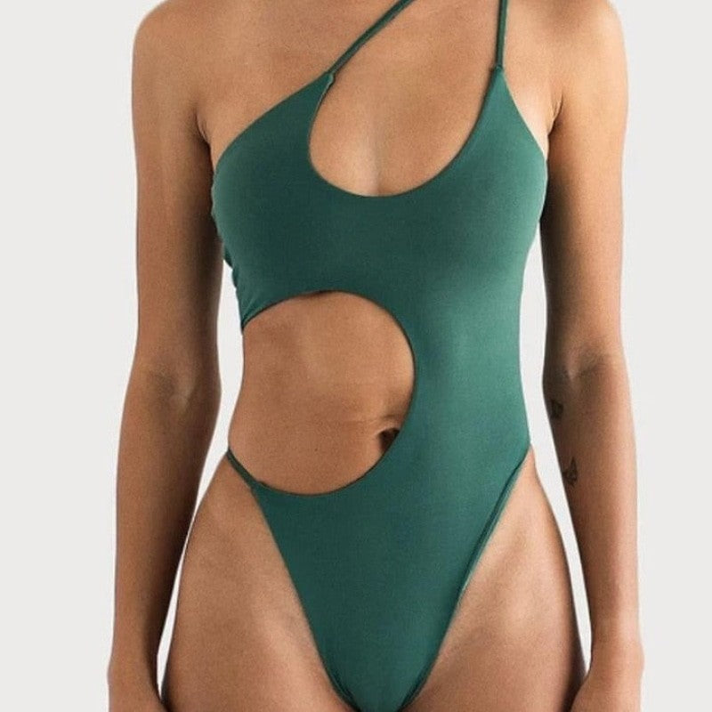 Solid One Piece Hollow Out Monokini