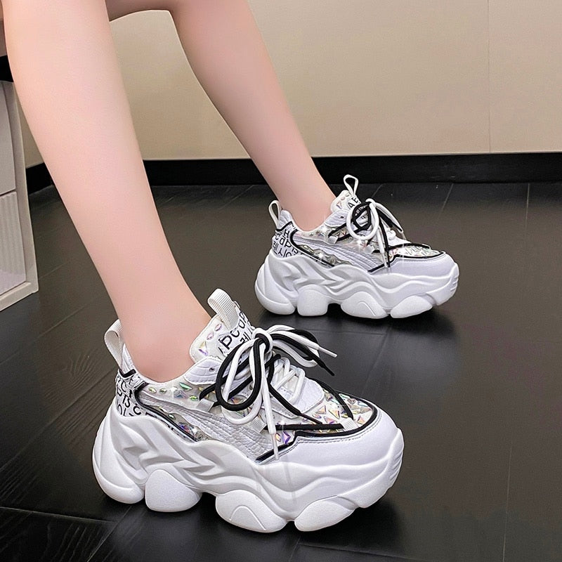 Rhinestones Comfortable Chunky Platform Sneakers