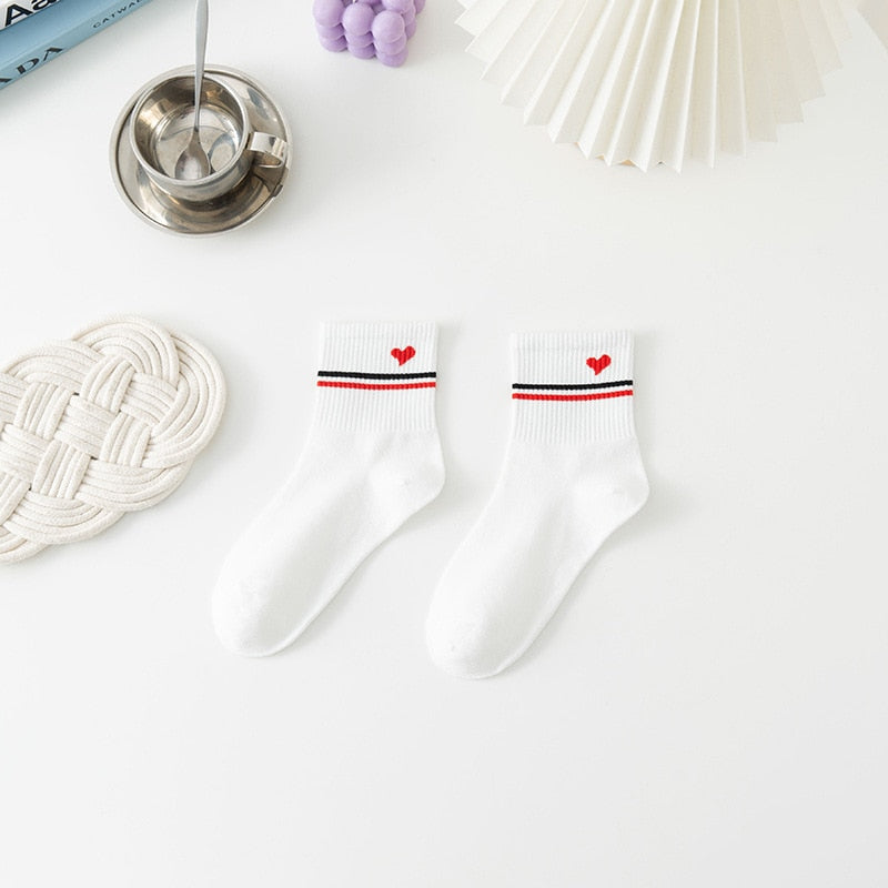 White And Fancy Cotton Socks