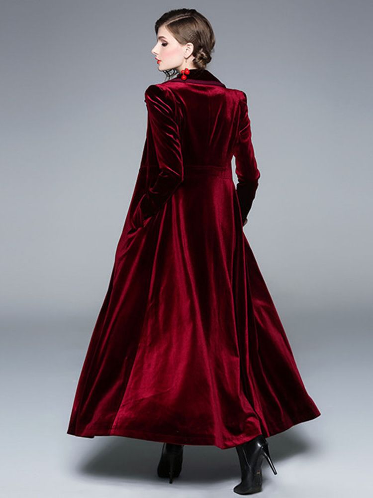 Long Velvet Warm Trench Coat