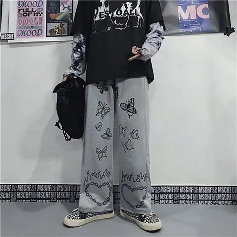 Butterfly Print Harajuku Streetwear Y2k Pants