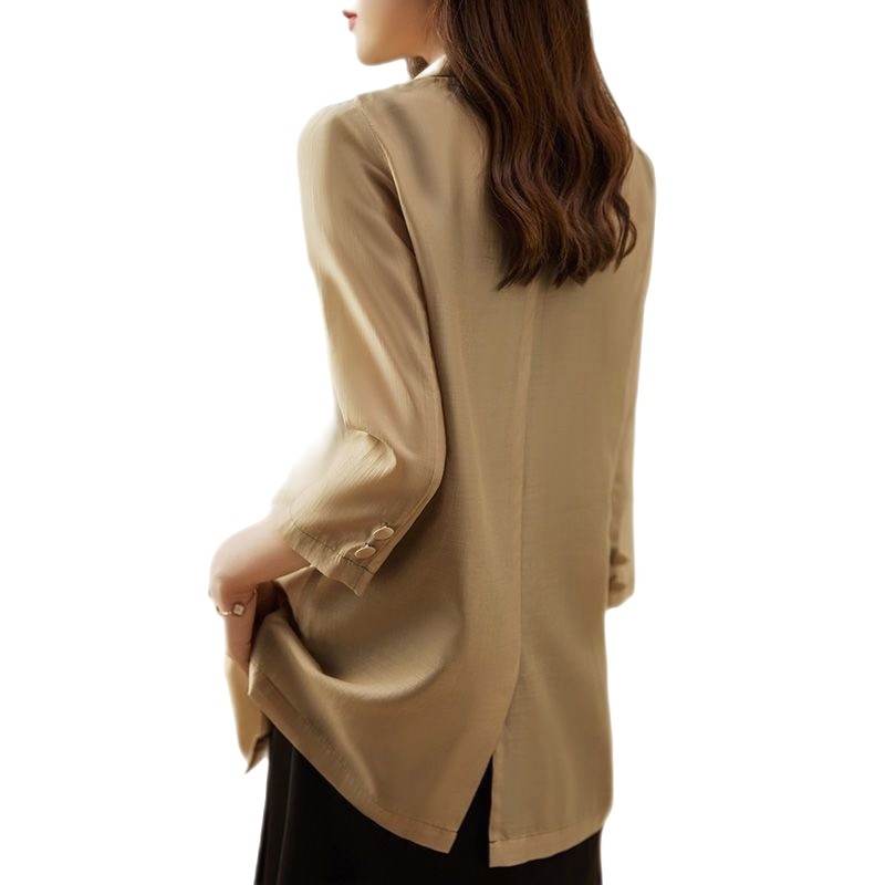 Elegant Lapel Button Pockets Long Sleeve Blazer