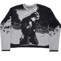 Cartoon Print Y2K Gothic Sweater