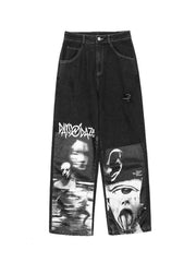 Gothic Black Baggy Denim Pants